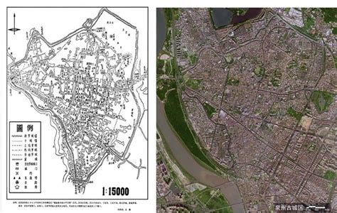 Left A Mapping Survey Of Quanzhou In 1922 Right An Aerial Map Of