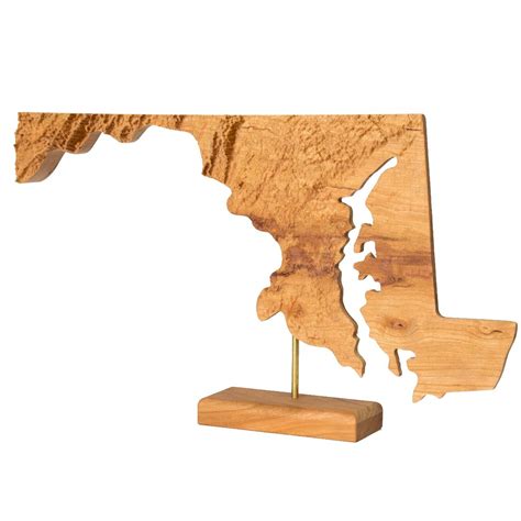 Wooden Topographic Map Of Maryland 3d Map Wood Geographic Etsy