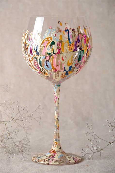 Beautiful Abstract Hand Painted Glass Big Love For This Hand Painted Wine Glasses Painted