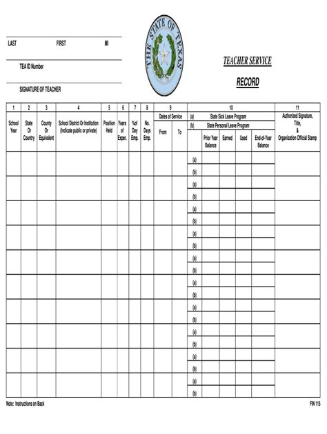 Teacher Service Record Sample Fill And Sign Printable Template Online