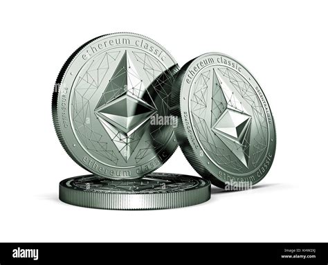 3 Ethereum Classic Etc Physical Concept Coins Isolated On White