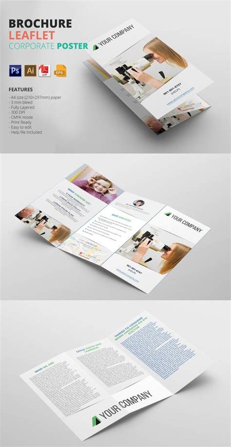 The quad fold brochure template contains 8 panels to customize with your own data and company logo. Tri fold Brochure Template | Trifold brochure template, Trifold brochure, Brochure template