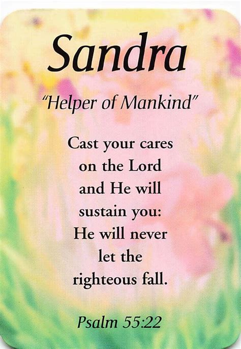 sandra helper of mankind keepsake name meaning card with verse ebay