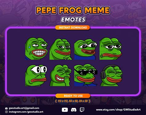 X Pepe The Frog Meme Twitch Emotes Pack Pepe Meme Etsy Finland