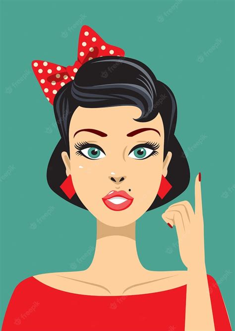 Premium Vector Vintage Pin Up Woman Pointing