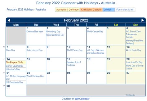 Print Friendly February 2022 Australia Calendar For Printing