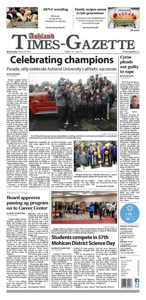 The Front Page Of The Ashland Times Gazette For March 29 2017 Read