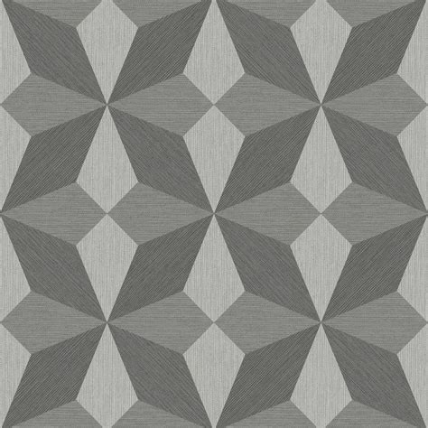 Linear Diamond Geometric Wallpaper Metallic Grey Vintage Retro Paste