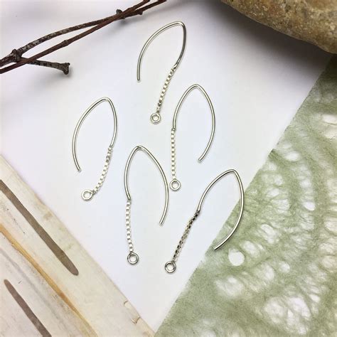 Small Marquise Hook With Box Chain Earrings Sterling Silver
