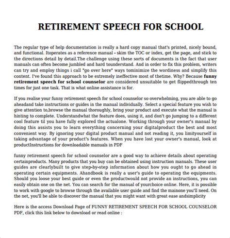 Sample Retirement Speech For Coworker The Document Template