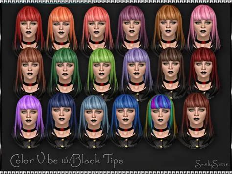 The Sims Resource Color Vibe W Black Tips V1 Hairstyle By Srslysims