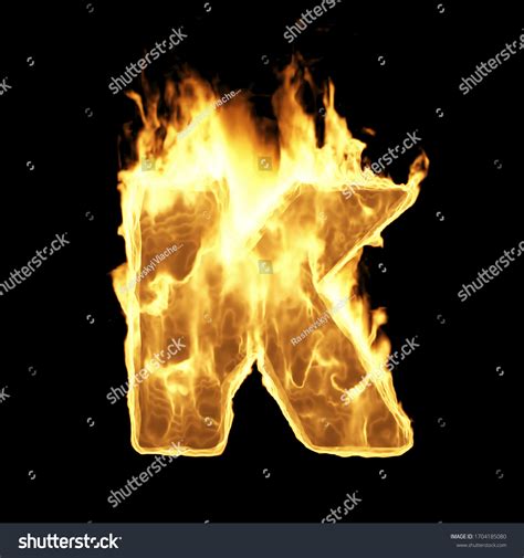 Burning Flame Alphabet Fire Letters Isolated Stock Illustration