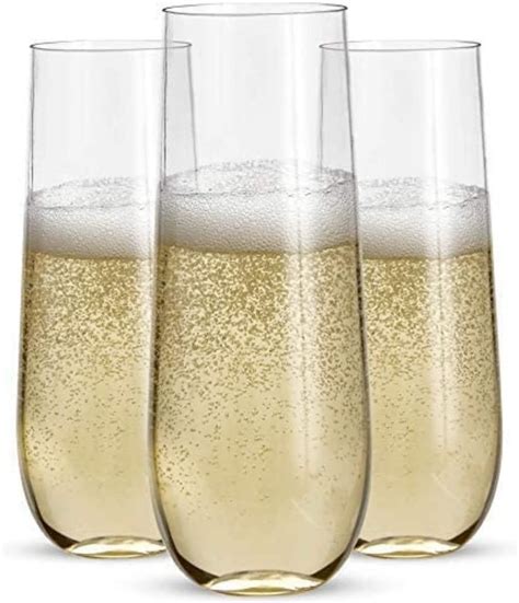 Prestee 24pk Stemless Plastic Champagne Flutes 9 Oz Clear Plastic Wine Glasses