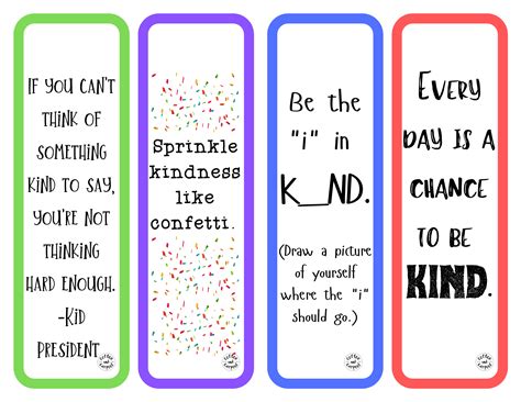Kindness Bookmarks Printable Printable World Holiday
