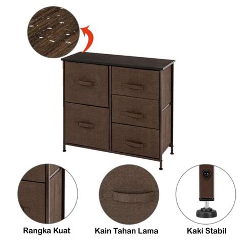 Jual Lemari Kain Linen 5 Laci Serbaguna Rak Lemari Penyimpanan