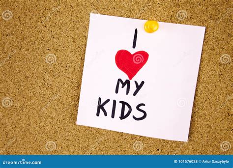 I Love My Kids Concept With Colourful Writing On Cork Board Background