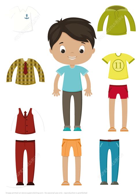 This time, the paper doll dresses and paper doll clothing you receive is summer and spring themed. Cut Out Boy Paper Doll Clothes Set | Free Printable ...