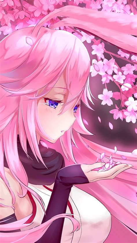 Anime Girl Cherry Blossom Pink Hair Honkai Impact Rd Yae