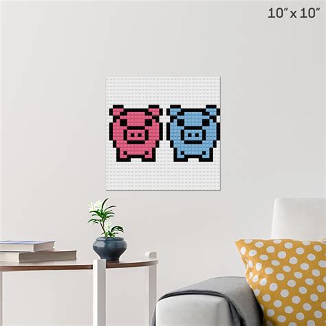 Pigs Pixel Art Wall Poster Build Your Own With Bricks Brik
