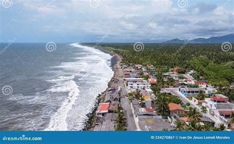 Aerial View Of Cuyutlan Beach In Colima Mexico Stock Image Image Of