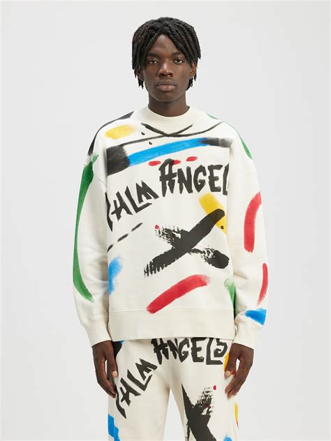 Brush Strokes Sweatshirt In White Palm Angels® Official