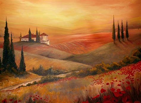 Tuscan Oil Painting Tuscan Art Italian Paintings Landscape Paintings
