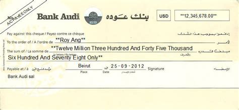 Bank audi sal, together with its subsidiaries, engages in the retail, commercial, investment, and private banking activities in lebanon, the middle east, north africa, turkey, and europe. Cheque Writing/ Printing Software for Lebanon Banks