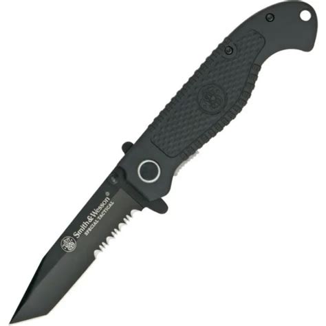 Smith And Wesson Special Tactical Folding Knife Partially Serrated Tanto