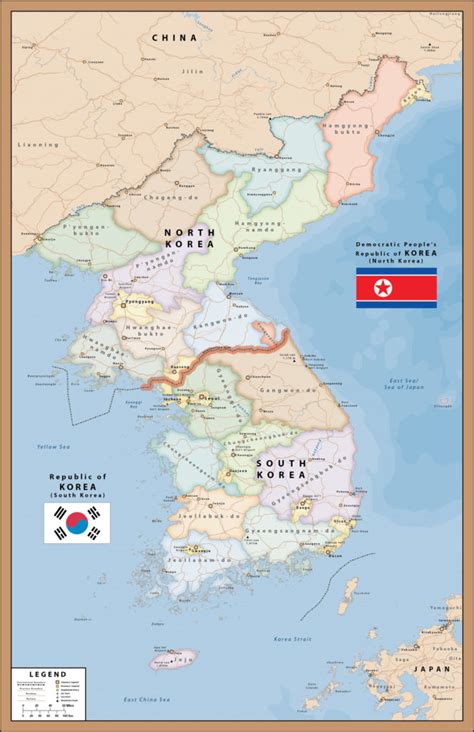 South korea on a world wall map: North & South Korea Map | Digital Vector | Creative Force