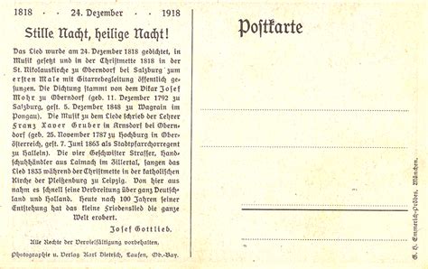 Der liedtext von stille nacht wurde bei der uraufführung im jahr 1818 in 6 strophen vorgetragen > hier finden sie den ganzen liedtext! Das Goethezeitportal: "Stille Nacht, heilige Nacht!" und das Weihnachtsfest
