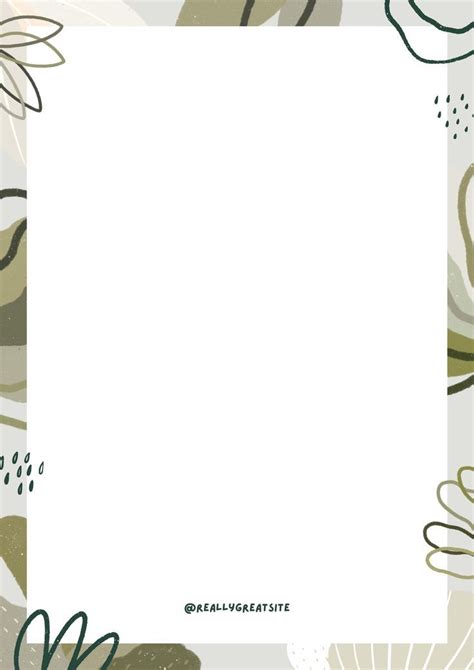 Green Cute Abstract Botanical Blank Page Border A4 Template On Canva