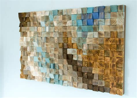 Wood Wall Art Mosaic Office Wall Decor Geometric Art 24 X 36