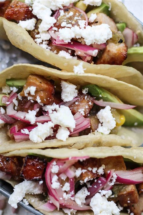 We had some leftover pan roasted pork chops that needed to be used up and because of the heat i wanted to keep it simple. Crispy Pork Tacos with Salsa Verde — Pedantic Foodie
