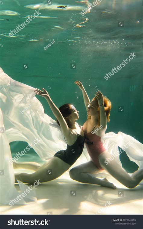 Two Beautiful Lesbian Girls Swimming Underwater Stock Photo Shutterstock