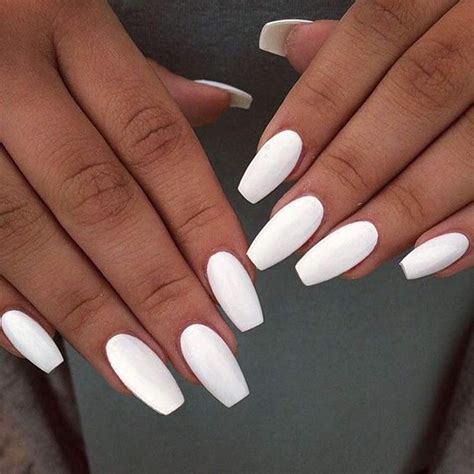Amazon.com: Twinklede Medium Coffin Press on Nails White Matte