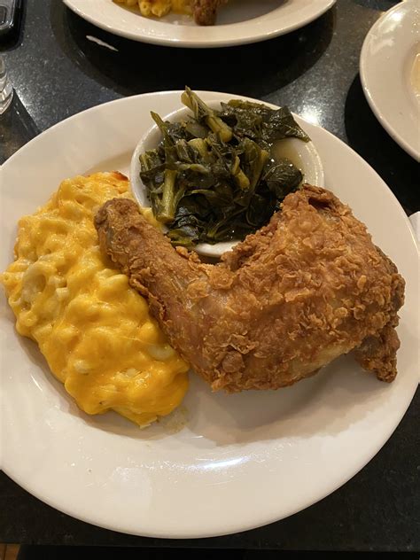 Southern Fried Chicken Mac And Cheese And Collard Greens From Melbas