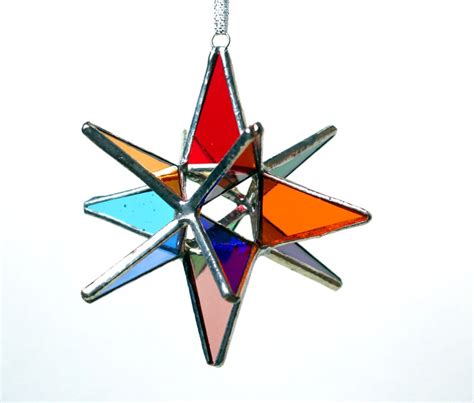 Stained Glass Rainbow Moravian Star Christmas Tree Ornament Etsy