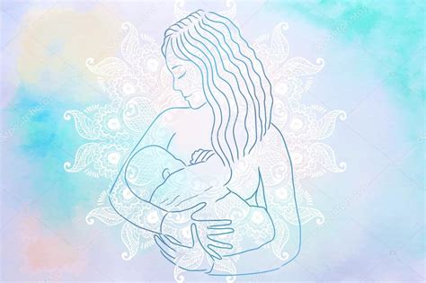Te contamos cómo evolucionan los dibujos de los niños según su edad. lactancia materna - ilustración vectorial — Vector de ...