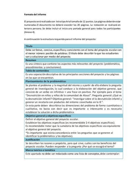 Estructura Del Informe Proyectos Escolares1 Pdf