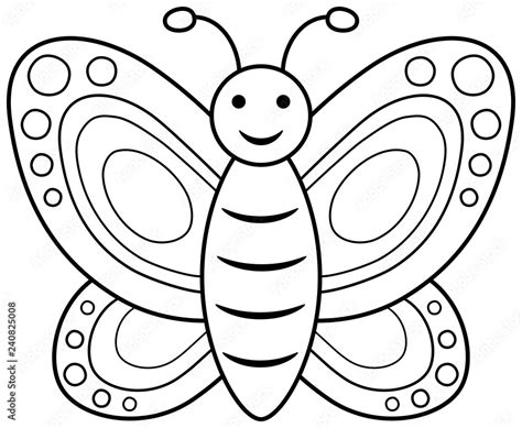 Smiling Butterfly Coloring Book Stock Vector Adobe Stock