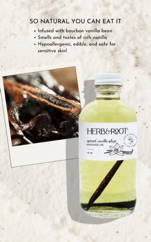 Herb And Root Edible Vanilla Flavored Massage Oil With Warming Cinnamon