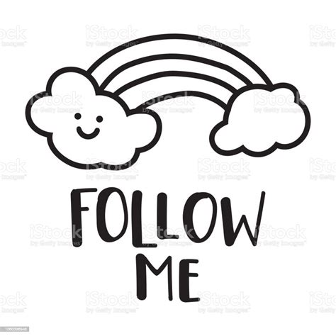 Follow Me Funny Quote Hand Drawn Outline Vector Icons Lettering
