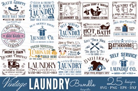 1 Vintage Laundry Sign Svg Bundle Designs And Graphics