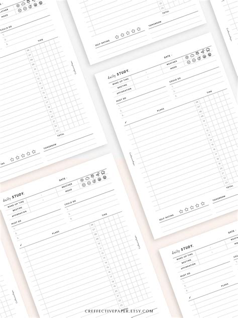 Daily Study Session Planner Printable 10 Minutes Study Etsy