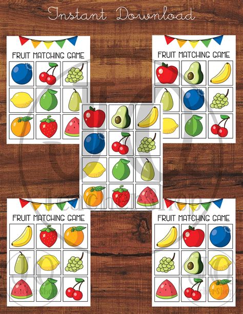 Printable Fruit Matching Game Fruit Flashcards Learning And Etsy