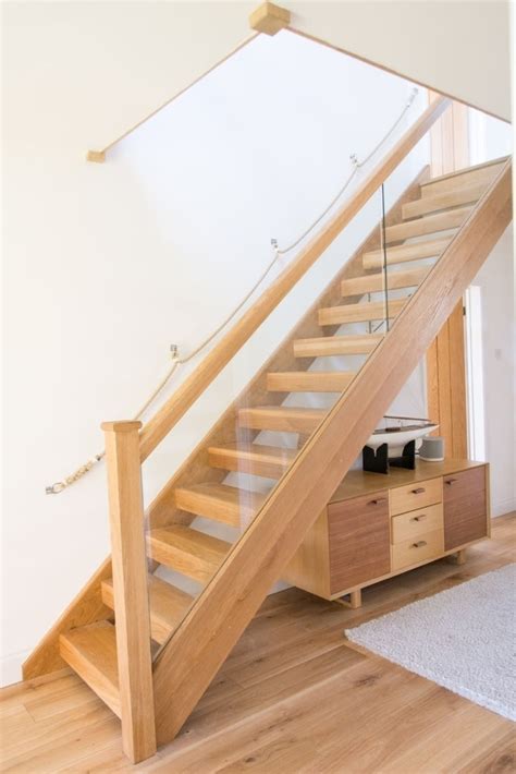 Oak Open Plan Staircase With Glass Balustrade Stairs Design