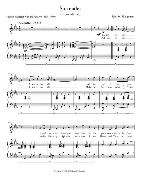 Surrender Sheet Music For Piano Vocals Mixed Duet