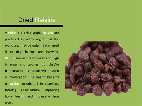 Dried Raisins Nutrition Facts