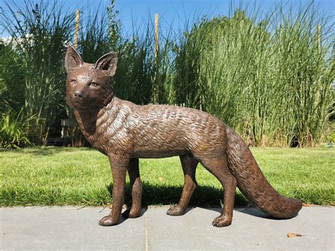 Lifelike Bronze Sculpture Of A Fox Garden Sculpture