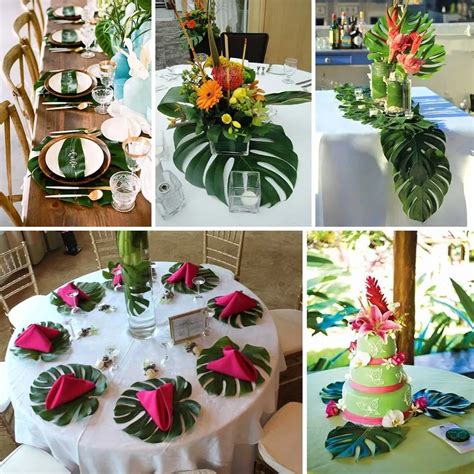 60pcs Large Artificial Tropical Palm Leaves Hawaiian Luau Party Jungle